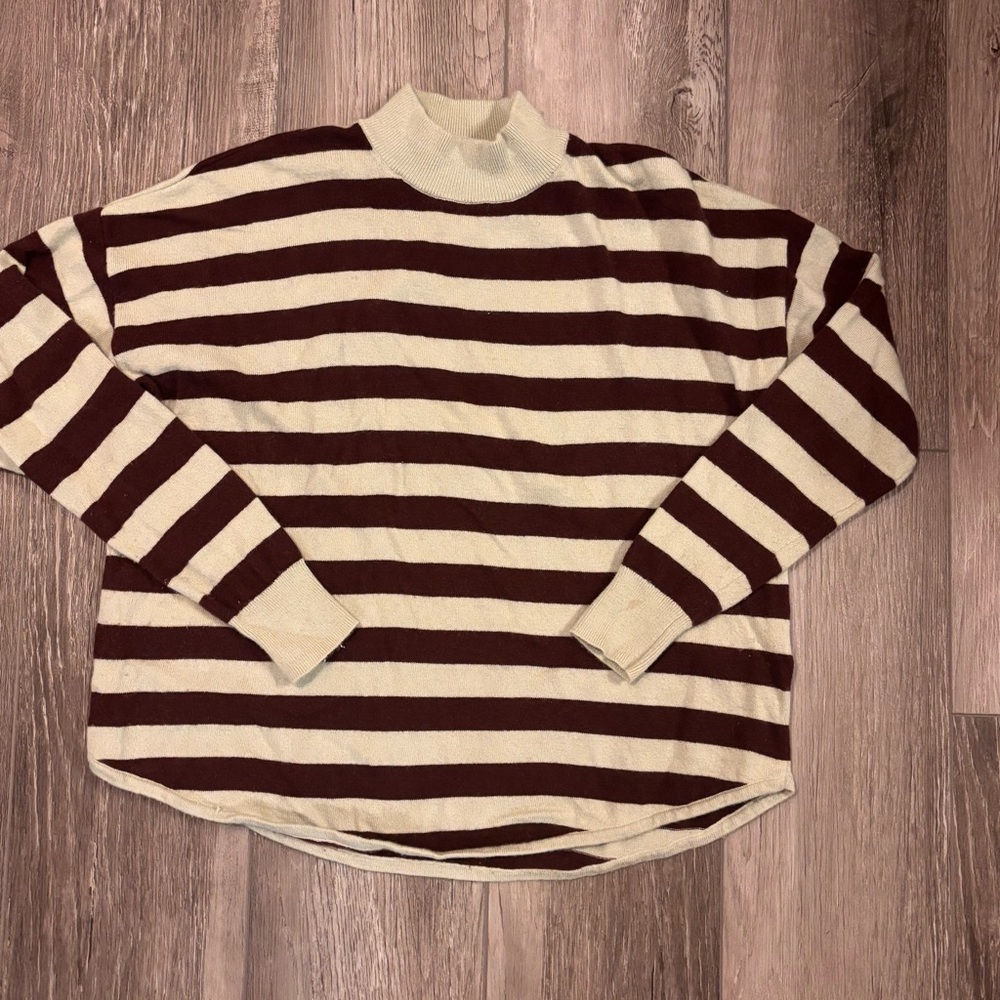 🤎Madewell🤎 Mint Green & Brown Striped Sweater